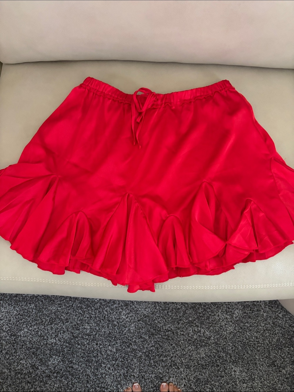 Umgee Bright Red Ruffle Skater Skirt